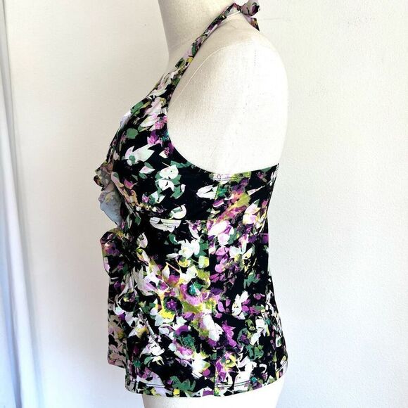 Love Your Assets by Spanx Halter Ruffled Tankini Top Size Medium Floral Print - Picture 10 of 14
